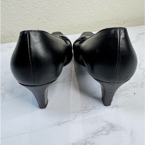 Salvatore Ferragamo Square Toe Leather Heels Pumps Size 8.5B - Picture 7 of 8